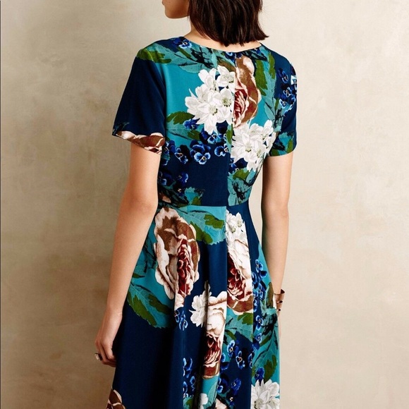 Anthropologie - Paeonia Dress - Floral Fit & Flare - Picture 2 of 5